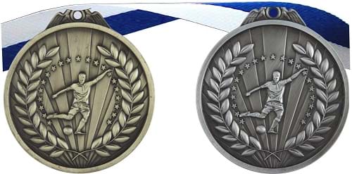 65mm Football Thick Cast Relief Medals Free Ribbons